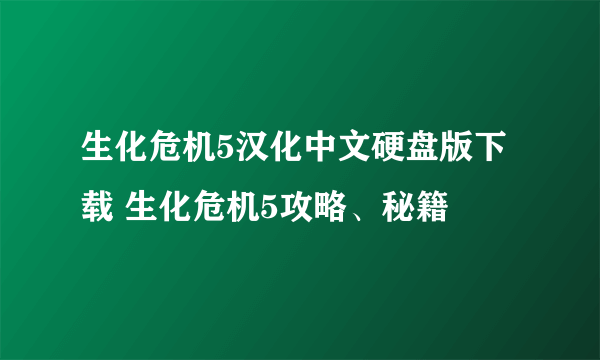 生化危机5汉化中文硬盘版下载 生化危机5攻略、秘籍