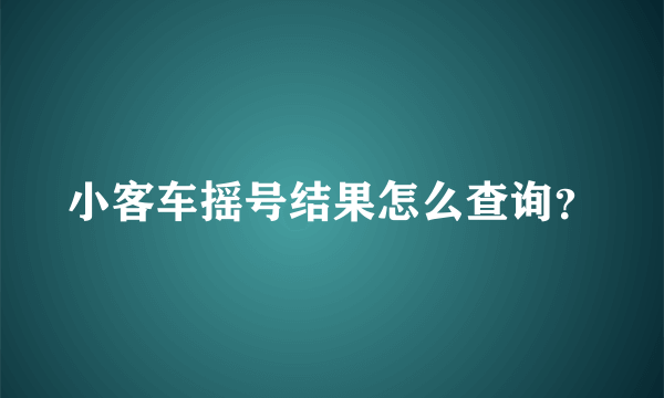 小客车摇号结果怎么查询？