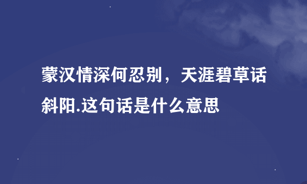 蒙汉情深何忍别，天涯碧草话斜阳.这句话是什么意思