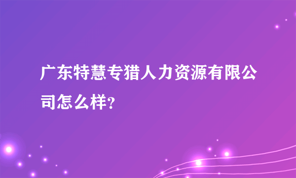 广东特慧专猎人力资源有限公司怎么样？