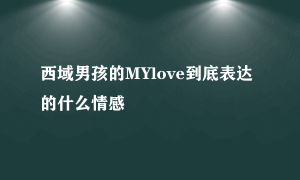 西域男孩的MYlove到底表达的什么情感