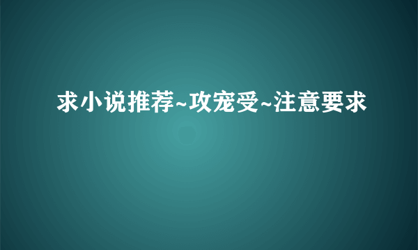 求小说推荐~攻宠受~注意要求