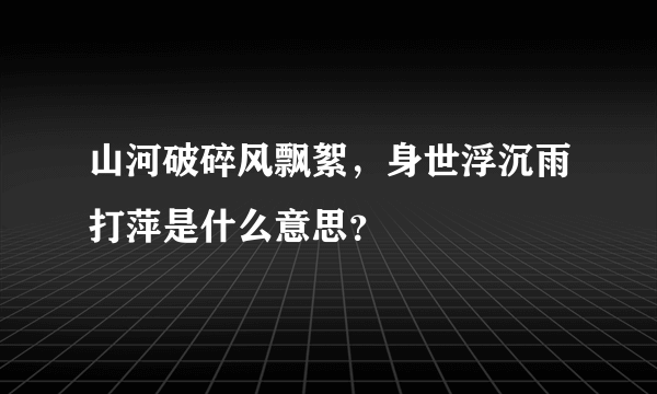 山河破碎风飘絮，身世浮沉雨打萍是什么意思？