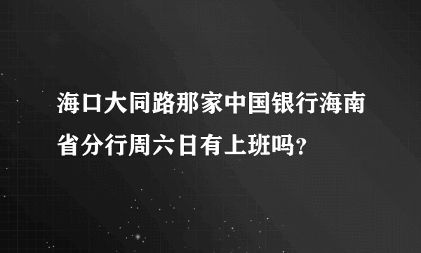 海口大同路那家中国银行海南省分行周六日有上班吗？