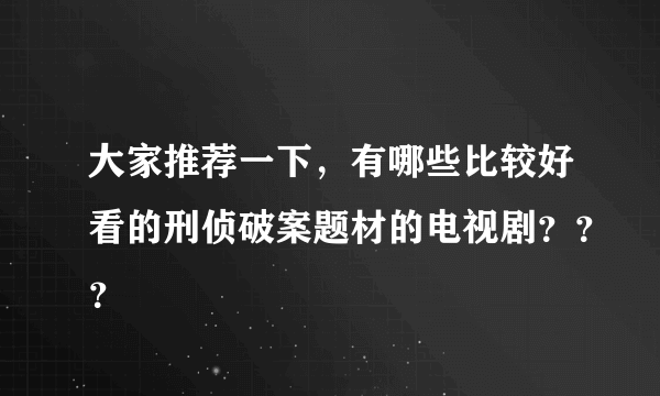 大家推荐一下，有哪些比较好看的刑侦破案题材的电视剧？？？