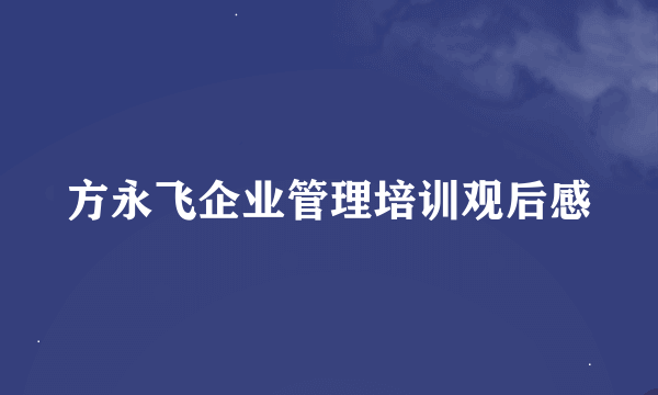 方永飞企业管理培训观后感