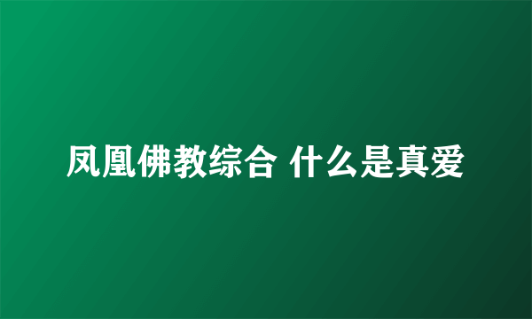 凤凰佛教综合 什么是真爱