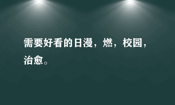 需要好看的日漫，燃，校园，治愈。