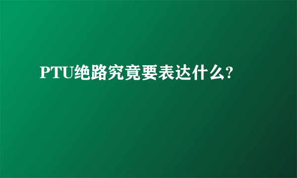 PTU绝路究竟要表达什么?