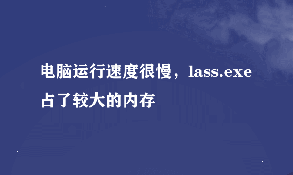 电脑运行速度很慢，lass.exe占了较大的内存