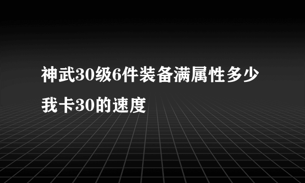 神武30级6件装备满属性多少我卡30的速度