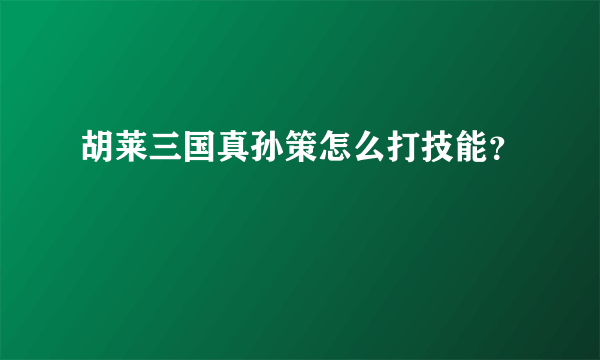 胡莱三国真孙策怎么打技能？