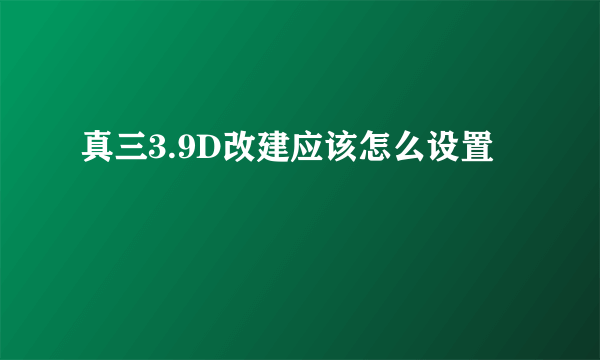 真三3.9D改建应该怎么设置