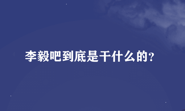 李毅吧到底是干什么的？