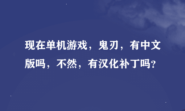 现在单机游戏，鬼刃，有中文版吗，不然，有汉化补丁吗？