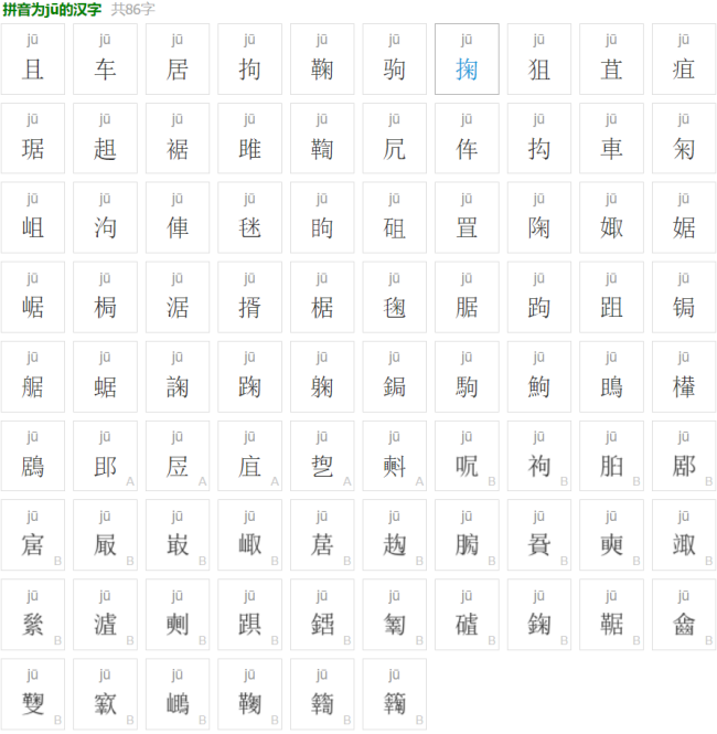ju的汉字