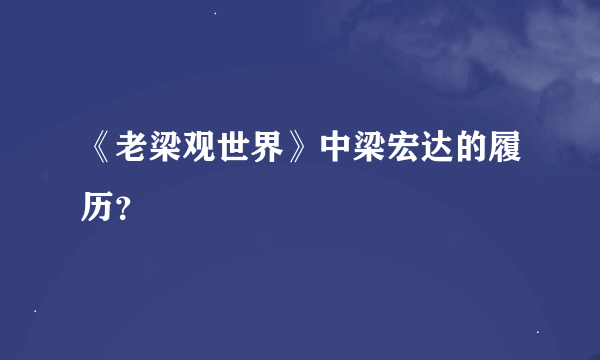 《老梁观世界》中梁宏达的履历？