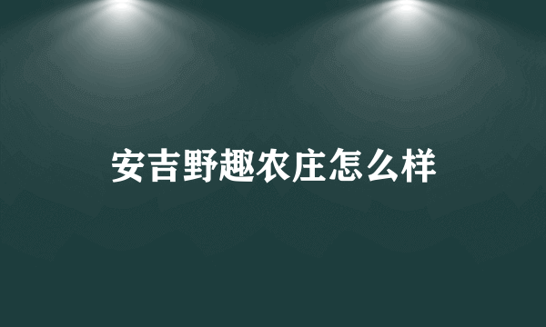 安吉野趣农庄怎么样