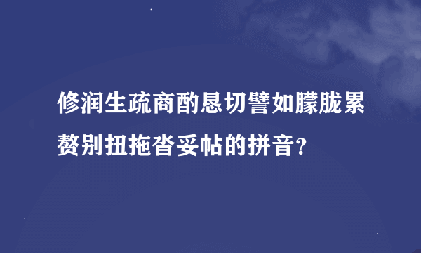 修润生疏商酌恳切譬如朦胧累赘别扭拖沓妥帖的拼音？