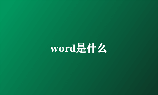 word是什么