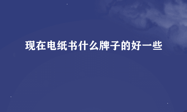 现在电纸书什么牌子的好一些