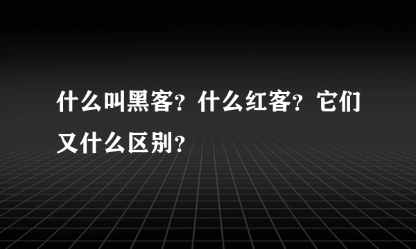 什么叫黑客？什么红客？它们又什么区别？