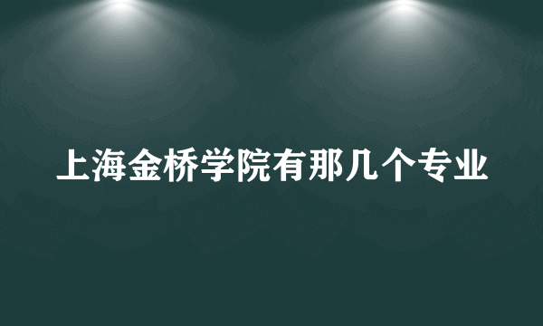 上海金桥学院有那几个专业