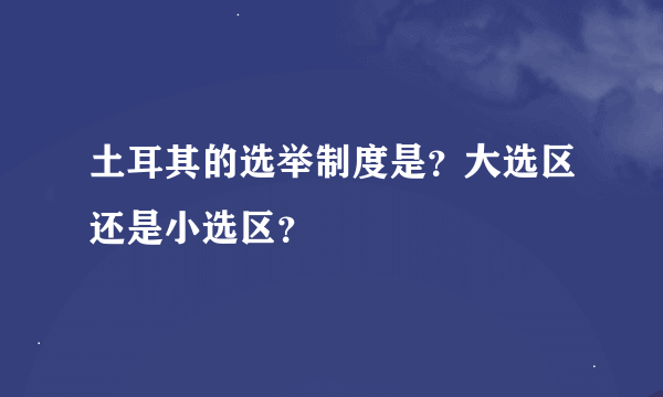 土耳其的选举制度是？大选区还是小选区？