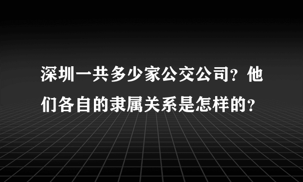 深圳一共多少家公交公司？他们各自的隶属关系是怎样的？