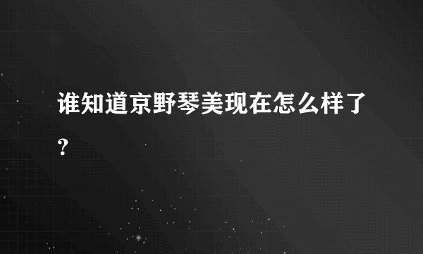 谁知道京野琴美现在怎么样了？