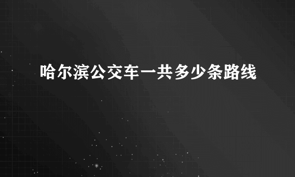 哈尔滨公交车一共多少条路线