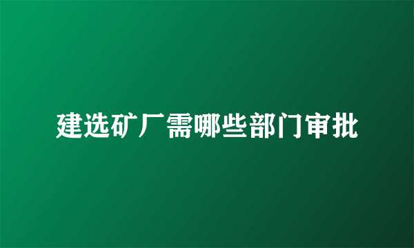 建选矿厂需哪些部门审批