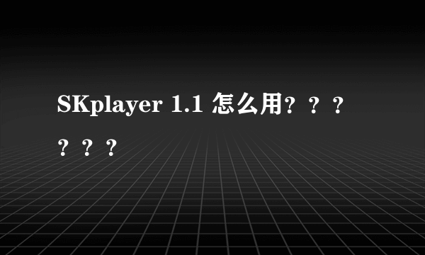 SKplayer 1.1 怎么用？？？？？？