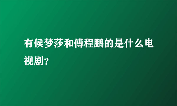 有侯梦莎和傅程鹏的是什么电视剧？