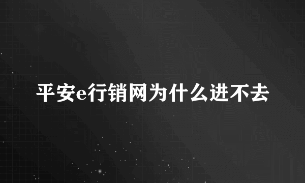 平安e行销网为什么进不去