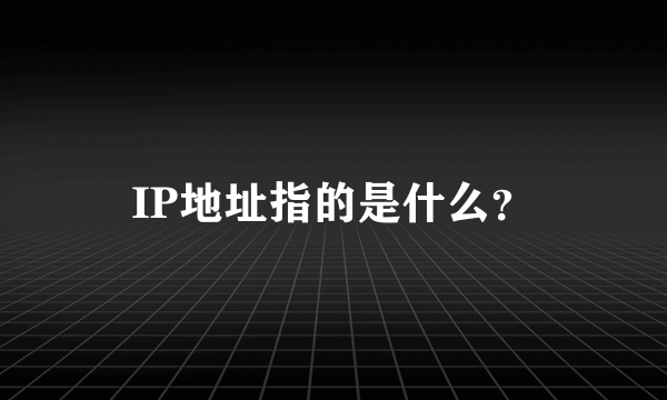 IP地址指的是什么？