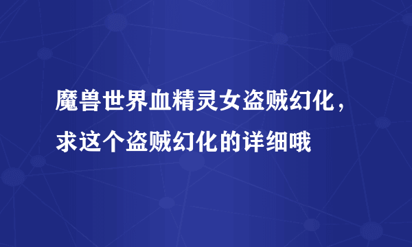 魔兽世界血精灵女盗贼幻化，求这个盗贼幻化的详细哦