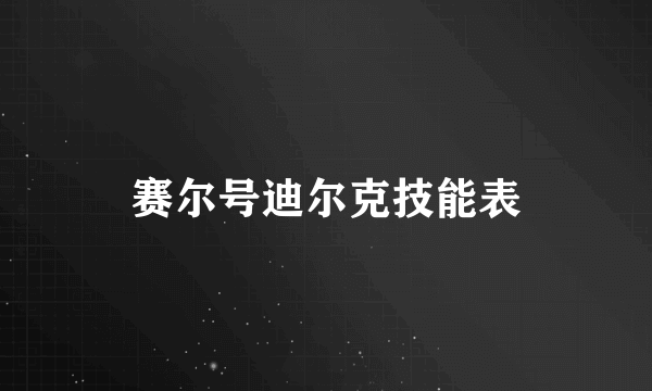 赛尔号迪尔克技能表