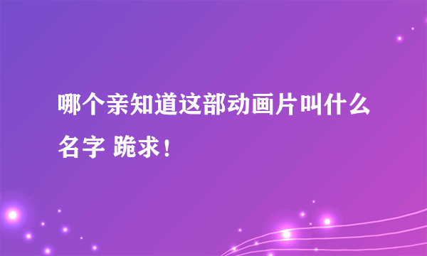 哪个亲知道这部动画片叫什么名字 跪求！