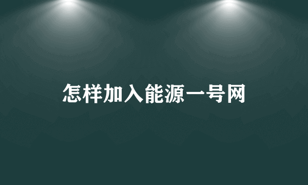 怎样加入能源一号网