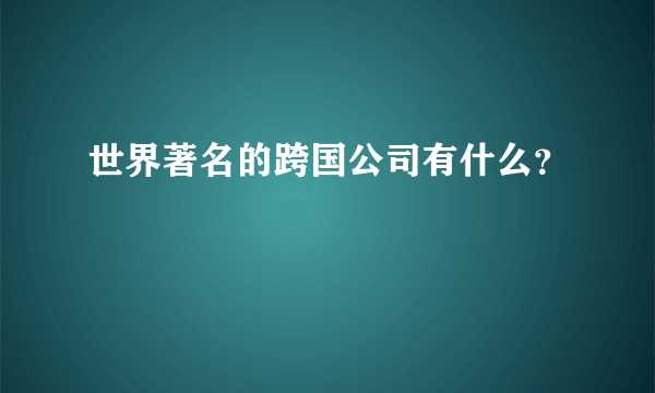 世界著名的跨国公司有什么？