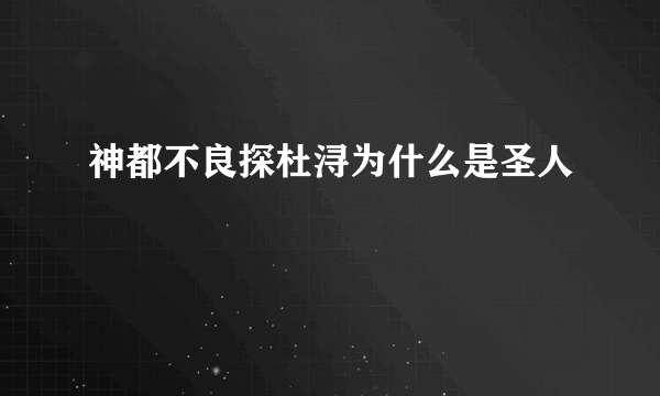 神都不良探杜浔为什么是圣人