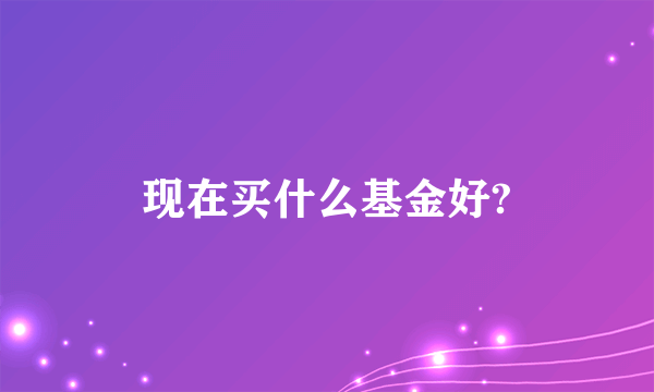 现在买什么基金好?