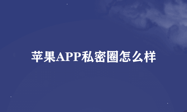 苹果APP私密圈怎么样