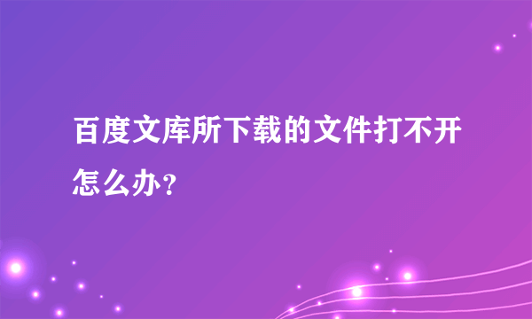 百度文库所下载的文件打不开怎么办？