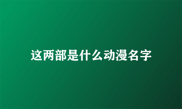 这两部是什么动漫名字