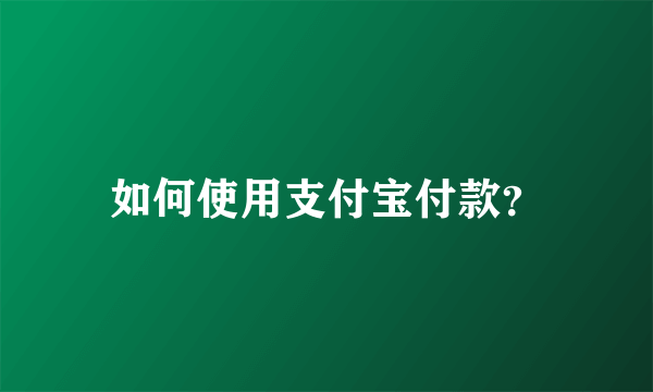 如何使用支付宝付款？