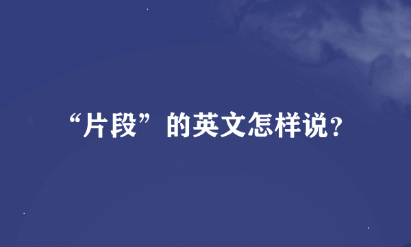 “片段”的英文怎样说？