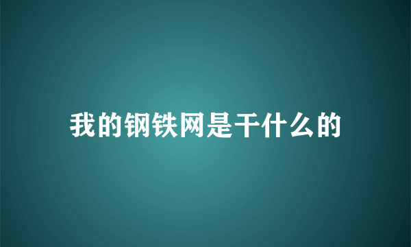 我的钢铁网是干什么的