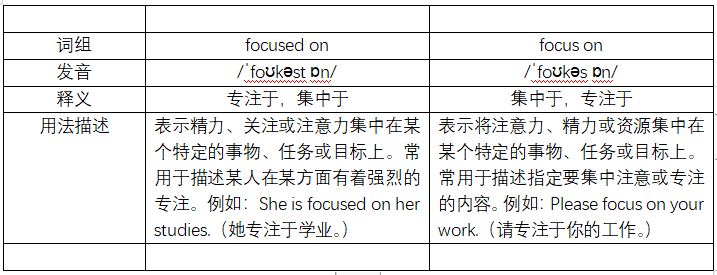 focused on和 focus on的区别是什么？